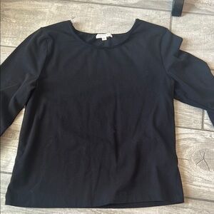 Copper Key Black Blouse with 3/4 Sleeves and Round Neckline